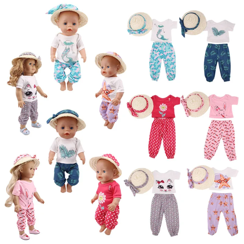 

LUCKDOLL Cute Animals Patterns 4 Pcs Fit 18Inch American 43cm Baby Doll Clothes Accessories,Girls Toys,Generation,Birthday Gift