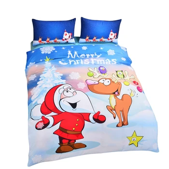 

Children cartoon merry christmas decorations for home bedding set 1pc duvet cover&2pcs pillow cases free shipping PX