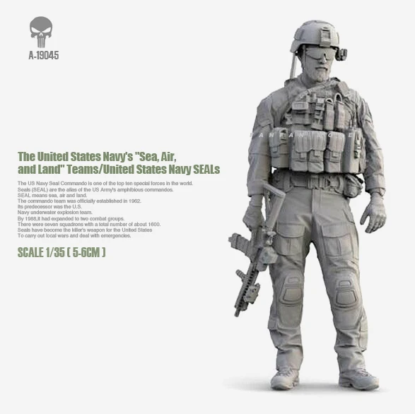 1/35 수지 그림 키트 미국 해군 물개 폭행 수지 군인 자체 조립(50mm) A-19..