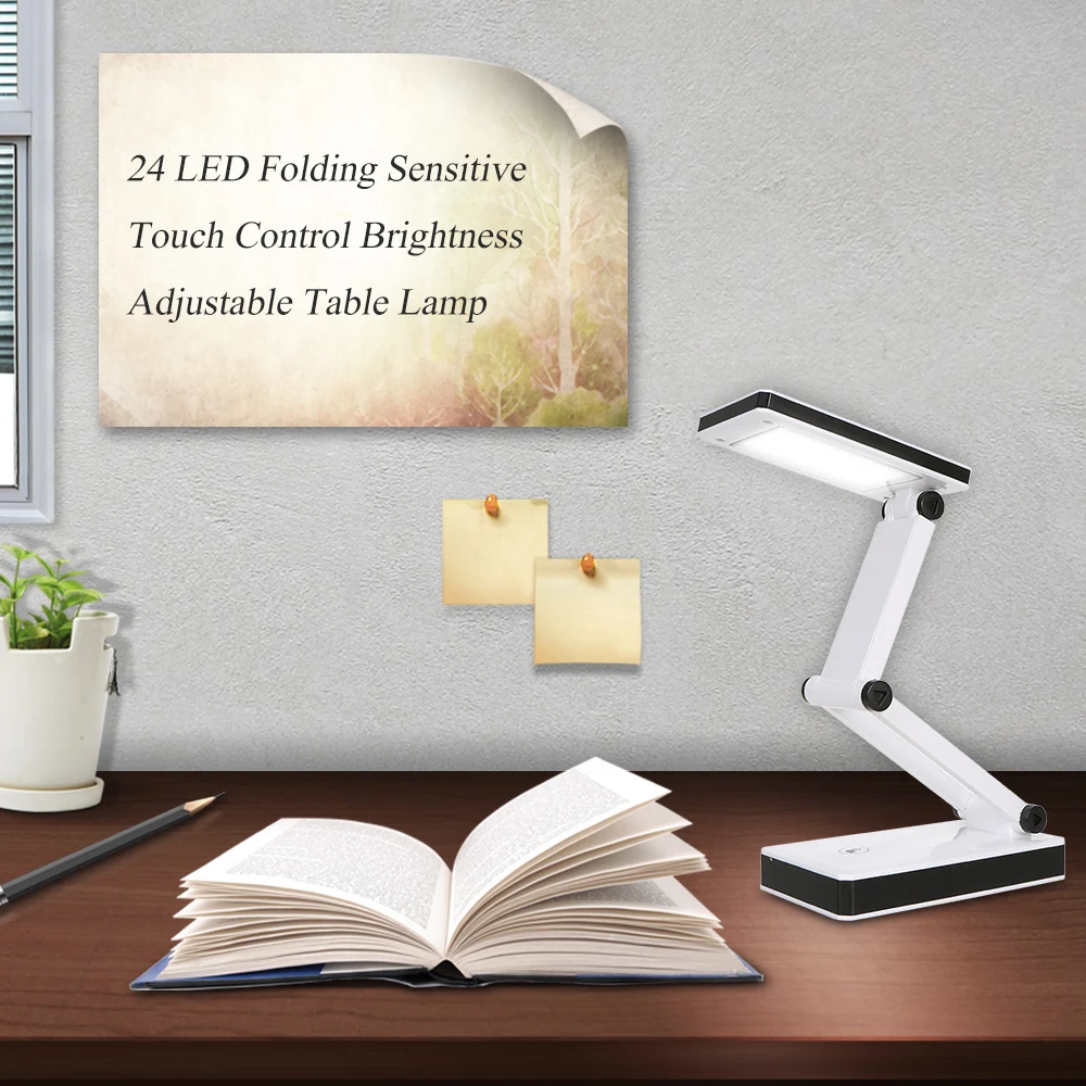 Портативный складной настольный светодиодный светильник, настольная лампа с сенсорным управлением, лампа для учебы с регулируемой яркостью, Настольный светильник с зарядкой через usb, настольные лампы для чтения студентов