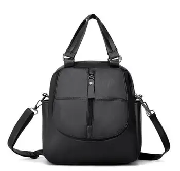 

Hot 2020 Women's PU leather backpack School bag Solid color waterproof travel multi-function Shoulder bag
