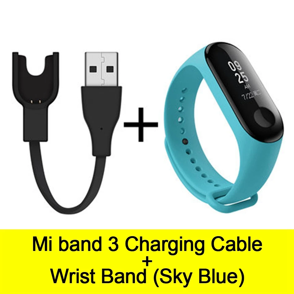 Usb зарядный кабель для mi Band 3 зарядное устройство Шнур замена адаптер для карт памяти для Xiao mi Band 3 зарядный кабель силиконовый браслет - Цвет: Cable-Sky Blue