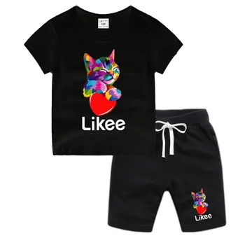 

Boy and Girl Likee Cotton T Shirt Kid's Animal Shirt Set Children Cartoon Cat Toddler Tshirt Luxury Top