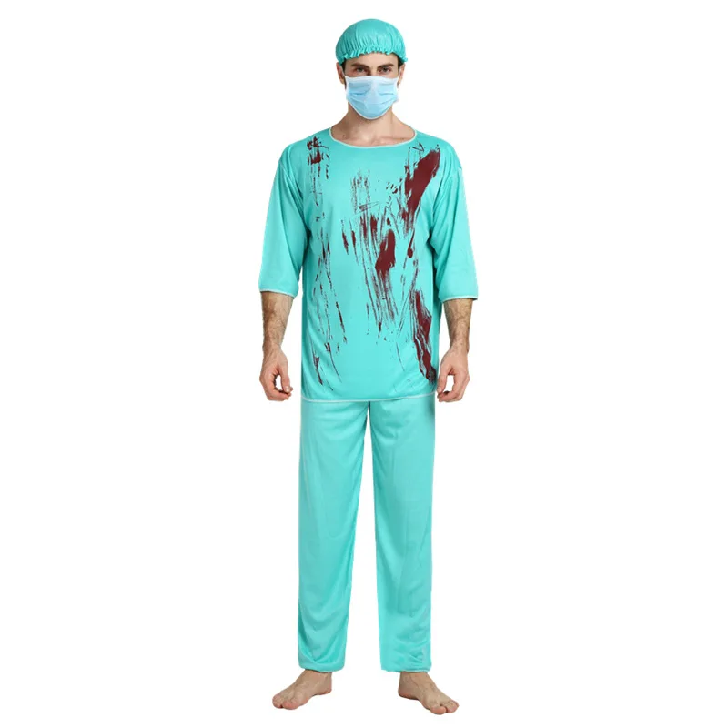 

Scary Doctor Nurse Costume With False Blood For Halloween Adult Party Men Women Surgeon cosplay Costumes