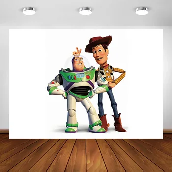 

Woody and Buzz Lightyear Backdrop for Photography Toy Story 4 Party Decoration Customized Birthday Banner Photo Booth Background