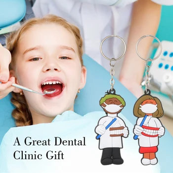 

Dental Clinic Gift Cartoon Keychain PVC Cute Cartoon Key Chain Dentist Model Shape Key Ring Christmas Birthday Anniversary Gift