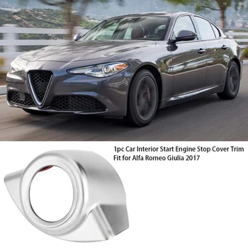 

For Alfa Romeo Giulia 2017 Car Accessories 1pc Silver Chrome ABS Car Interior Start Engine Stop Cover Trim Fit