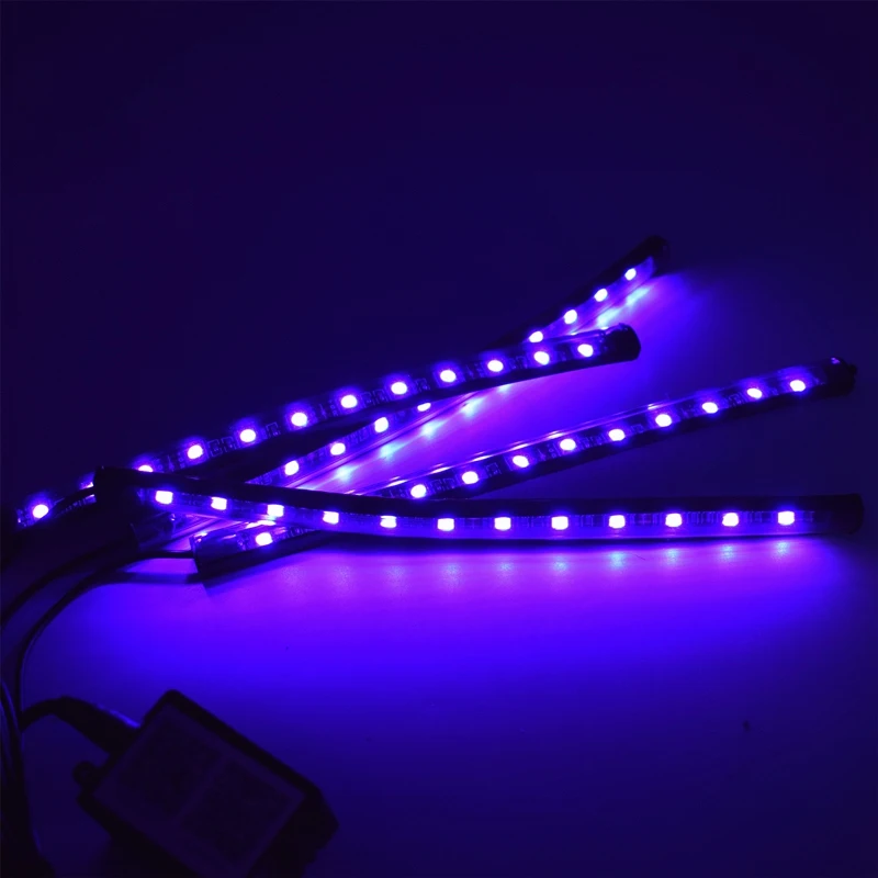 Car Interior Floor Atmosphere Remote/App/Voice Control Rgb Led Drl Strip Light Wireless Lamp Foot Decoration Cigarette Light 12V