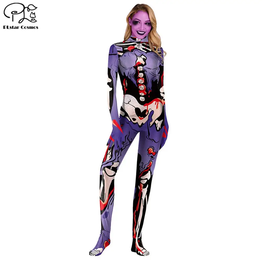 

Adult Kids Skull blood printed Cosplay Halloween Costume Zentai Halloween Bodysuit Suit Jumpsuits Drop shipping