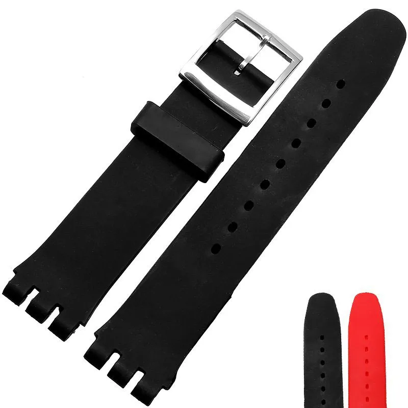 Силиконовый ремешок для часов Swatch SUOB704/720SUOZ147/701 17 | 19 мм мягкий резиновый браслет