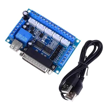 

5 Axis CNC Breakout Board Optocoupler Isolation with USB Cable for Stepper Motor Driver MACH3 Parallel Port Control