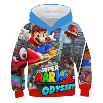 

2020 Autumn Cartoon Mario Bros 3D Print Hoodies Jacket Boys Girl Casual Streetwear Hoodie Baby Cute Clothes Harajuku