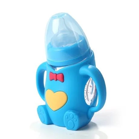 

Cartoon Silicone Cover Bear Glass Feeding Bottles Wide Mouth Silicone Cover Elbow Glass BABY'S Feeding Bottle Bottle