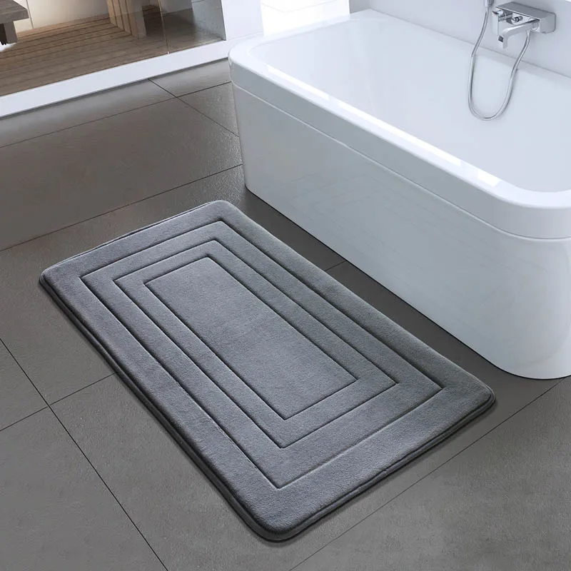Light Grey Ванная комната ковролин Memory Foam коврик для ванной нескользящие водопоглощение 50*80 см носочные подстилка, напольный коврик ковер дверной коврик для ванной - Цвет: Light Grey