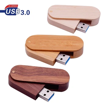 

USB 3.0 Rotatable Wooden USB Flash Drive Pendrive Memory Stick Pen Drive 4GB 16GB 32GB 64GB Creative Flashdrive Custom Logo