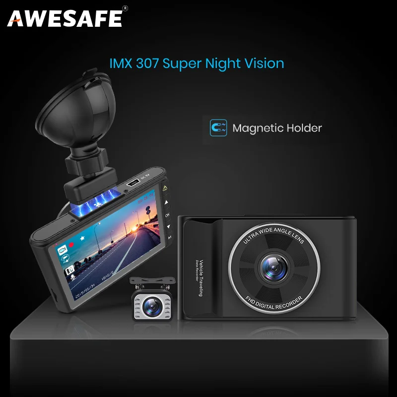 AWESAFE Q8 Автомобильная камера DVR Dash cam Видео привод рекордер Авто регистраторы full hd 1920x1080 ночное видение