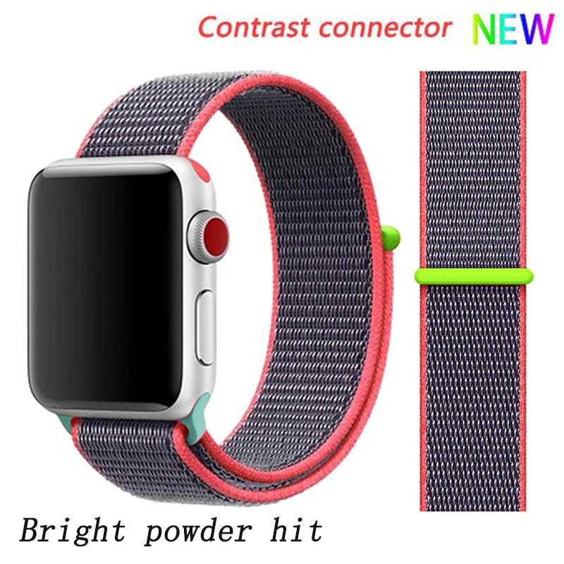 Ремешок для apple watch 5 4 ремешок 44 мм 40 мм Correa 42 мм 38 мм iwatch 5 4 3 2 нейлоновый браслет pulseira ремешок для часов - Цвет ремешка: Bright powder 2 hit