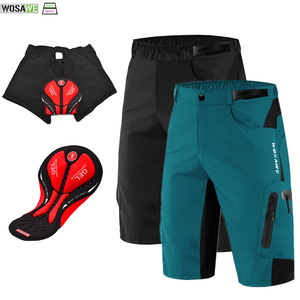 WOSAWE Мужские Свободные велосипедные шорты с 3D подкладкой для занятий спортом на