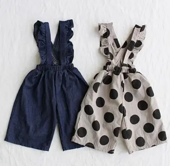 

Imcute Kids Baby Girls Denim Overalls Ruffles Rompers Jumpsuit For Autumn Winter Polka Dots Bib Pants Trousers Outfits 1-5T