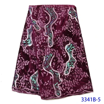 

African Lace Fabric High Quality Lace With Sequins French Latest Velvet Lace Fabric Nigerian Lace Fabrics For Dress GD3341B-5