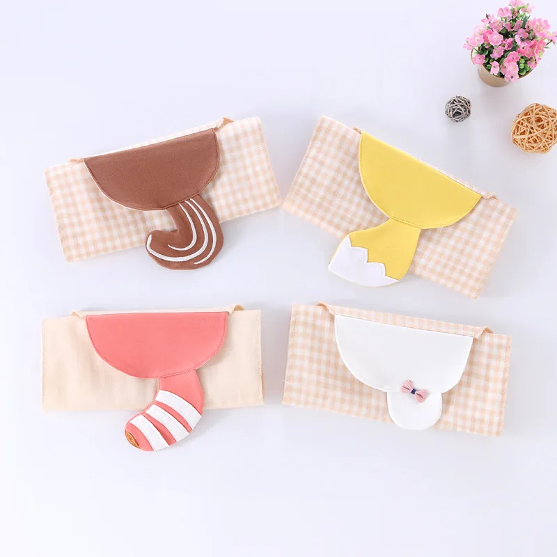 New Children's Sweat-absorbent Towel Baby Cotton Towel Kindergarten Cotton Gauze Pad Back Embroidery Cloth Drying Cloth