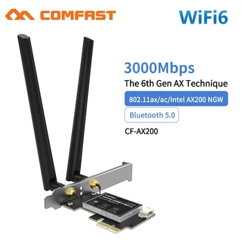 

Dual band 2.4Gbps Intel Wi-Fi 6 AX200NGW 802.11ax/ac MU-MIMO 2x2 Wifi AX200 NGFF M.2 Bluetooth 5.0 Network Wlan Card Antenna