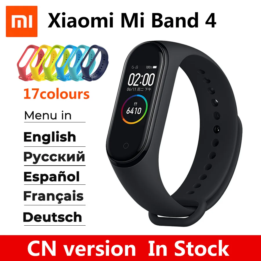 Xiaomi Mi Band 4 новейший Xiaomi Mi 4 браслета 3 цвета сердечного ритма фитнес Bluetooth 5,0 135 мАч цветной экран
