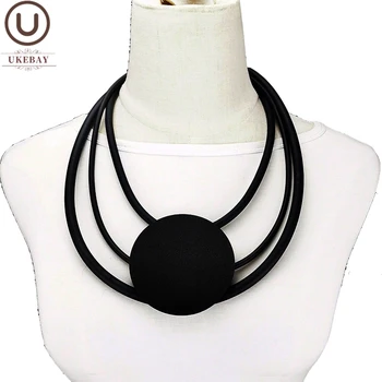 

UKEBAY New Choker Necklaces Rubber Necklace Women Round Pendant Necklaces Gothic Sweater Chains Ethnic Jewelry Wholesale Collars