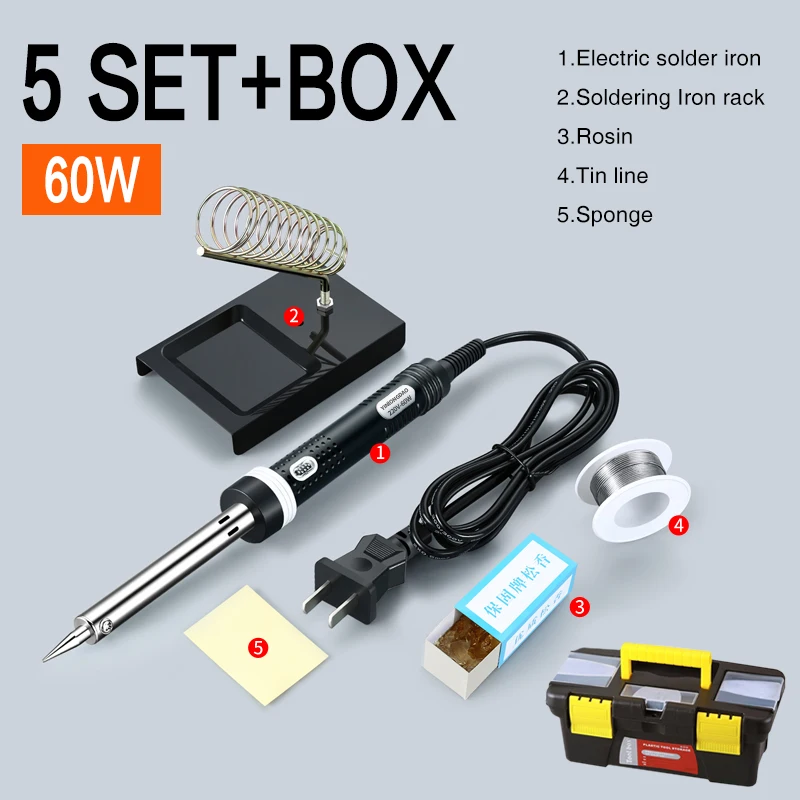 5PC 60W Набор паяльников для бытовой сварки, электронные инструменты для ремонта, Сварочная ручка, паяльная Сварочная горелка, сварочный инструмент - Цвет: 5PC 60W