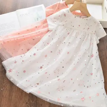 

2020 Summer Fairy Soft Sparkle Star Dresses For Girls Princess, Children Sweet Dress 6 pcs/lot, Wholesale