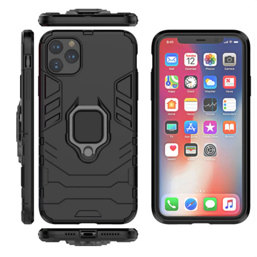 Для iPhone 11 Pro Max Чехол-Броня PC крышка металлическое кольцо держатель чехол для телефона для Apple iPhone 11 XI Pro чехол противоударный бампер оболочка