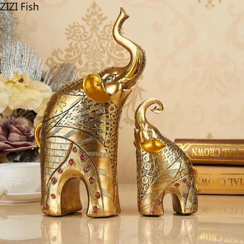

European Style Living Room Lucky Elephant Decoration TV Wine Cabinet Feng Shui Crafts A Pair of Gifts Home Decorations