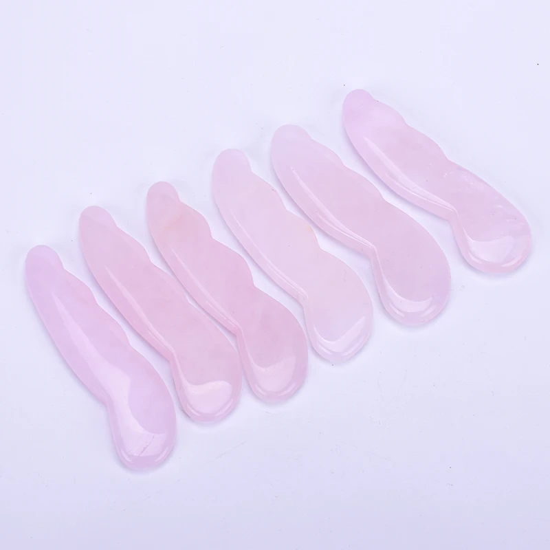 Small Worm Scraper Rose Quartz Chinese Traditional Guasha Jade Board (2)