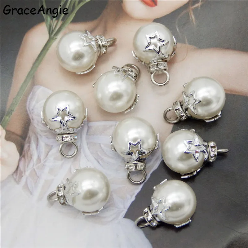 10pcs Round white Pearl charm spacer Loose Beads Jewelry Making craft  Pearls No Chain Necklaces & Pendants Women Fine Jewelry