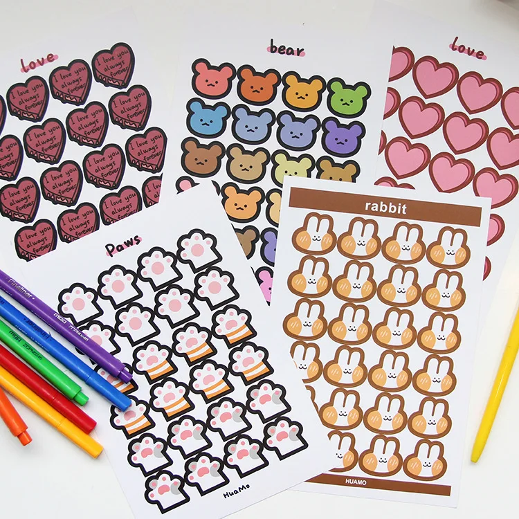 

SIXONE INS Cute Cat Claw Bear Love Cake Stickers Korea Kawaii Hand Account DIY Sealing Sticker Phone Case Decoration Sticker