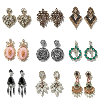 

Tocona Luxury Shiny Rhinestone Drop Dangle Earrings for Women Colorful Crystal Stone Personality Geometric Jewelry Pendientes