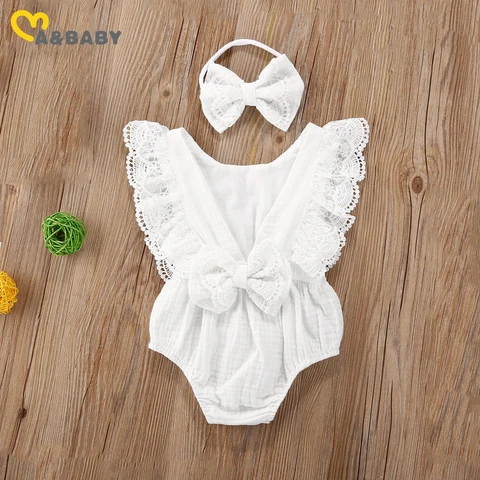 Ma&Baby 0-24M Newborn Infant Baby Girl Romper Lace Ruffles Jumpsuit Soft Baby Girl Clothing Costumes DD43