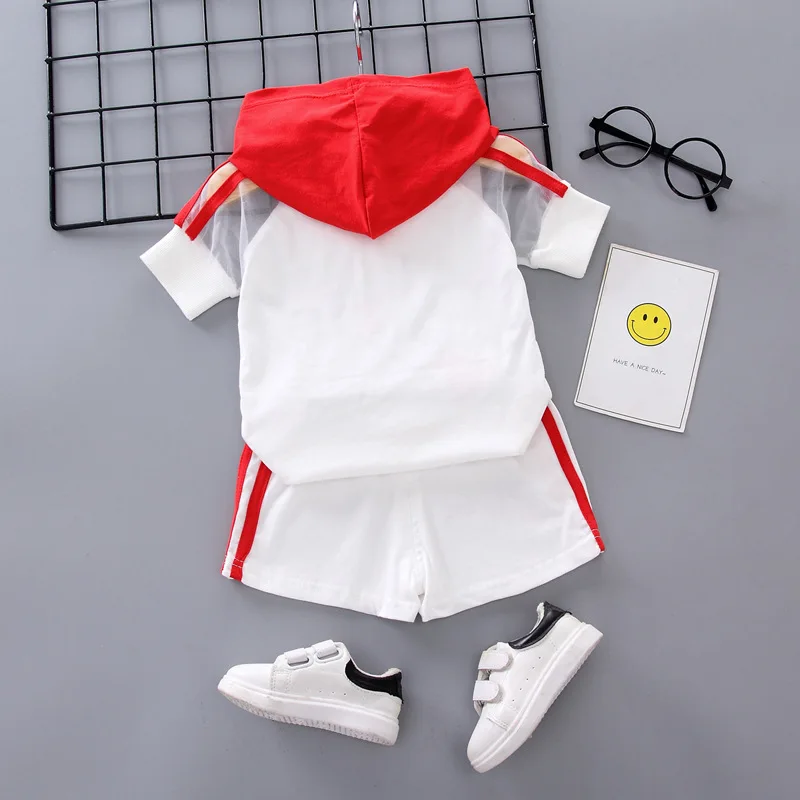 New Summer Children Fashion Clothing Baby Boy Girls Letter Hooded T Shirt Shorts 2Pcs/sets Kids Infant Clothes Toddler Tracksuit