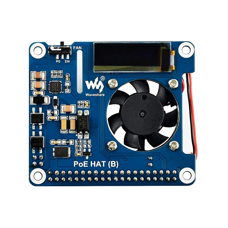 Waveshare Power Over Ethernet Hat Support 802.3Af Scheda Di Espansione Di Rete Poe Con Oled Per Raspberry Pi 4 Modello B / 3B +