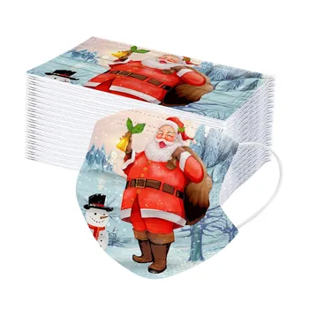 

50PC Disposable Unisex Printed Christmas Soft Mask Adults 3-Layer Masks Mascherine Mondkapjes Disposable Face Mask Mascarillas