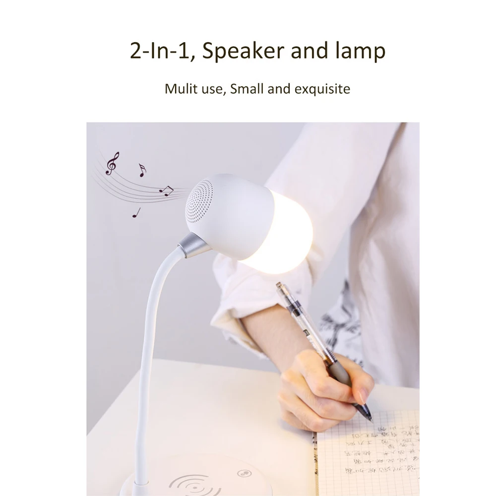 Touch Desk Lamp Wireless Charger Wireless Bluetooth Speaker 3 in 1 Smart Mini Loud speaker for IPhone 8 XR XS/Sanmsung L4