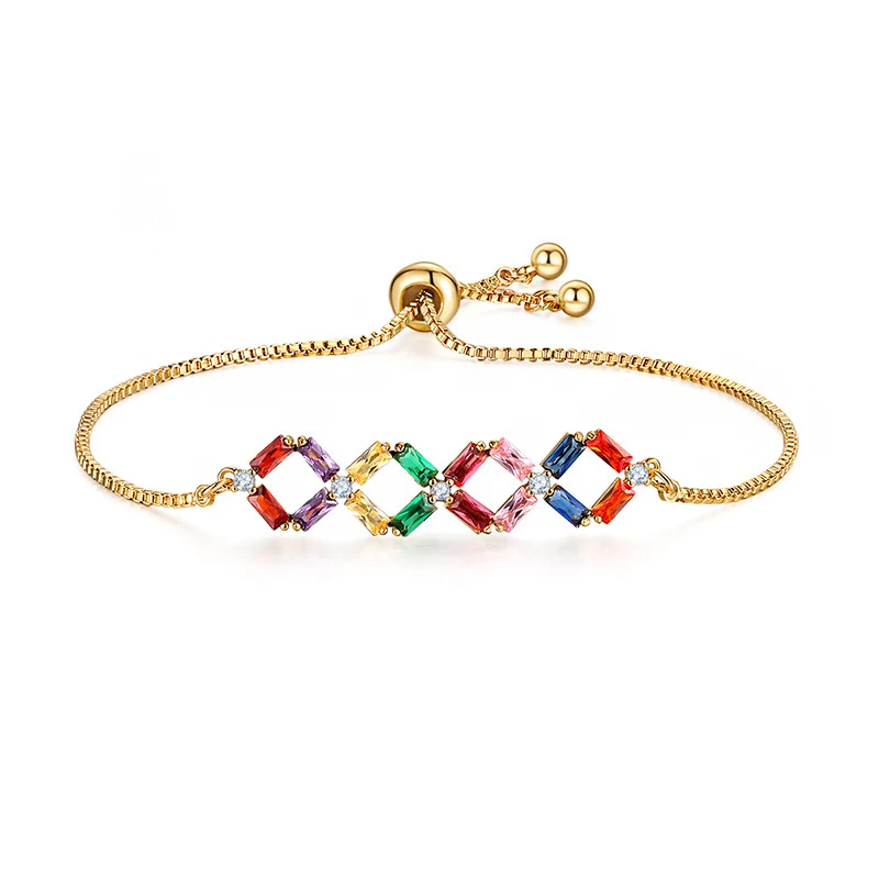 OF-LILU, модные простые женские разноцветные стразы, кубический цирконий, браслет, модные регулируемые браслеты, ювелирные изделия, хороший браслет, подарок