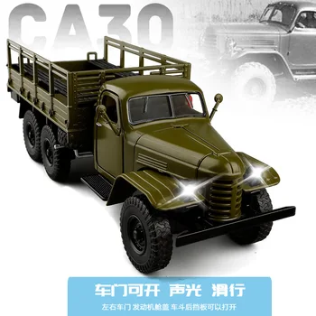 

1:32 high simulation liberation CA30 military model truck transport alloy car model sound and light open door metal toy for gift