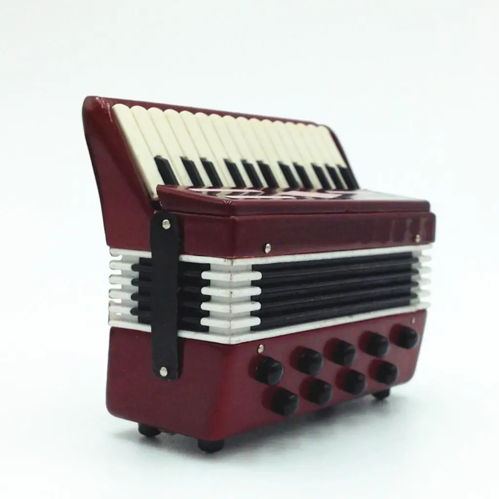 DOLLHOUSE MINIATURE Wooden Accordion Musical Instrument Accessory 1/12 Scale