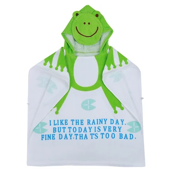 

100% Cotton Baby Beach Gown Child Bathrobe Beach Towels Cloak Cape Infant Cartoon Animal Hooded Baby Bath Towel (frog)