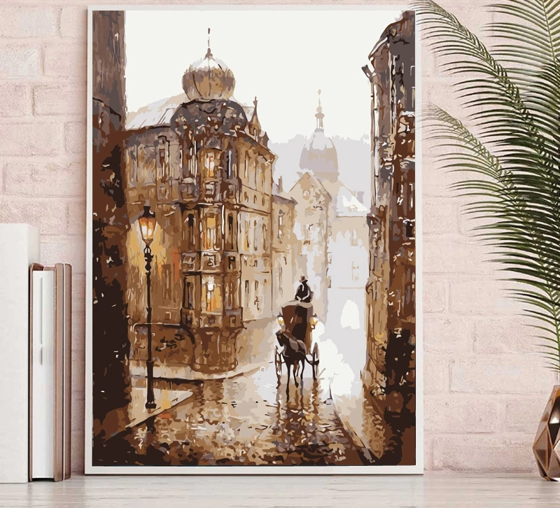 castle Balala DIY Современная пейзажная живопись по номерам настенные художественные плакаты картины для декора гостиной без рамы холст - Цвет: castle