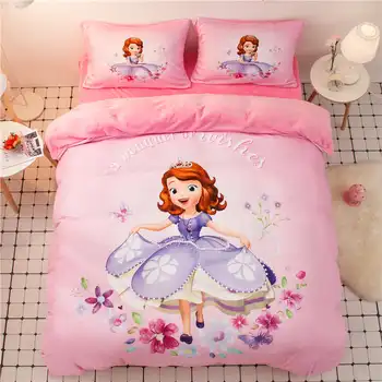 

Sofia Princess flannel fleece comforter bedding set Queen size Duvet quilt duvet cover 3d Queen bed linen Winter Sheets for girl
