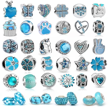 

2Pcs/lot Special Offer 45 Style SISTER Flower Animal Charms Beads Fit Brand Charm Bracelets Necklaces for Women Jewelry Making