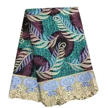 Гипюровая кружевная ткань, вышитая Высококачественная африканская восковая кружевная ткань со шнуром, швейцарское кружево с водой для платья 91107