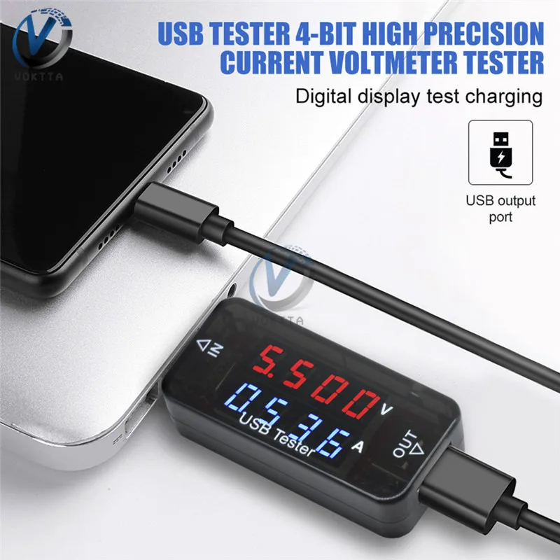 Высокая точность цифровой 4 Бит Цифровой usb-вольтметр амперметр переменного тока Напряжение метр Многофункциональный тестер USB Мощность тестер с ЖК-экраном звуковой сигнал тревоги